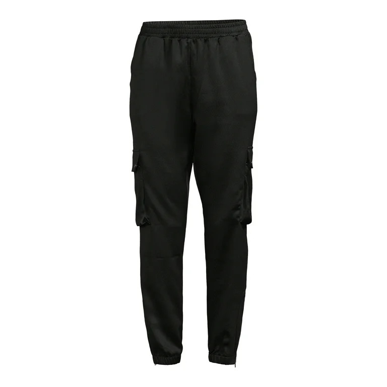 Time and Tru Women's Mid Rise Satin Cargo Jogger Pants, 27" Inseam, Sizes XS-XXL | Walmart (US)