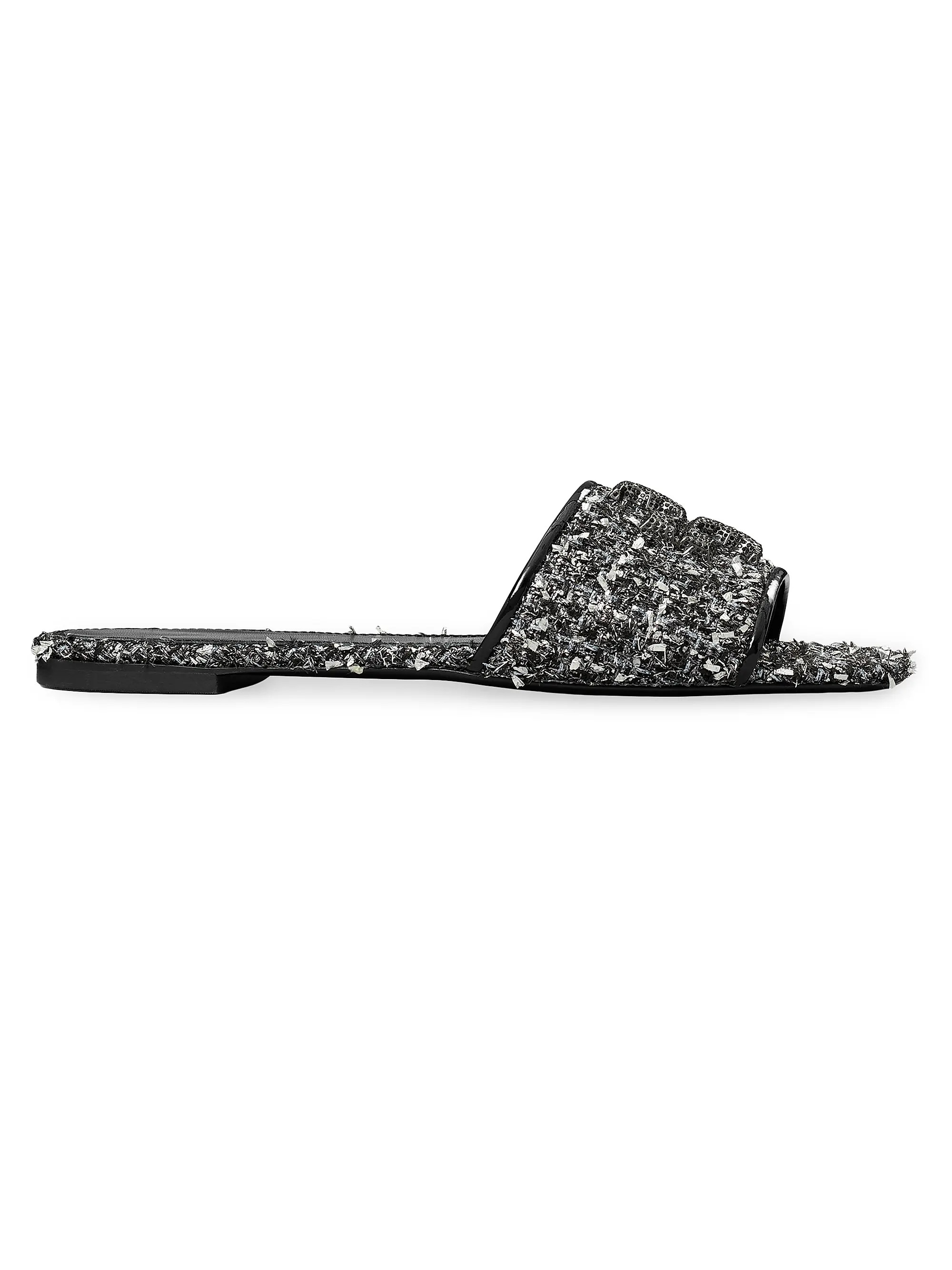 Eleanor Crystal-Embellished Tweed Sandals | Saks Fifth Avenue