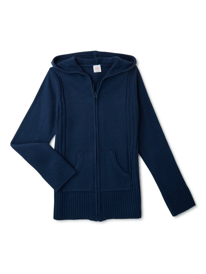 Wonder Nation Girls School Uniform Hooded Sweater, Sizes 4-18 - Walmart.com | Walmart (US)
