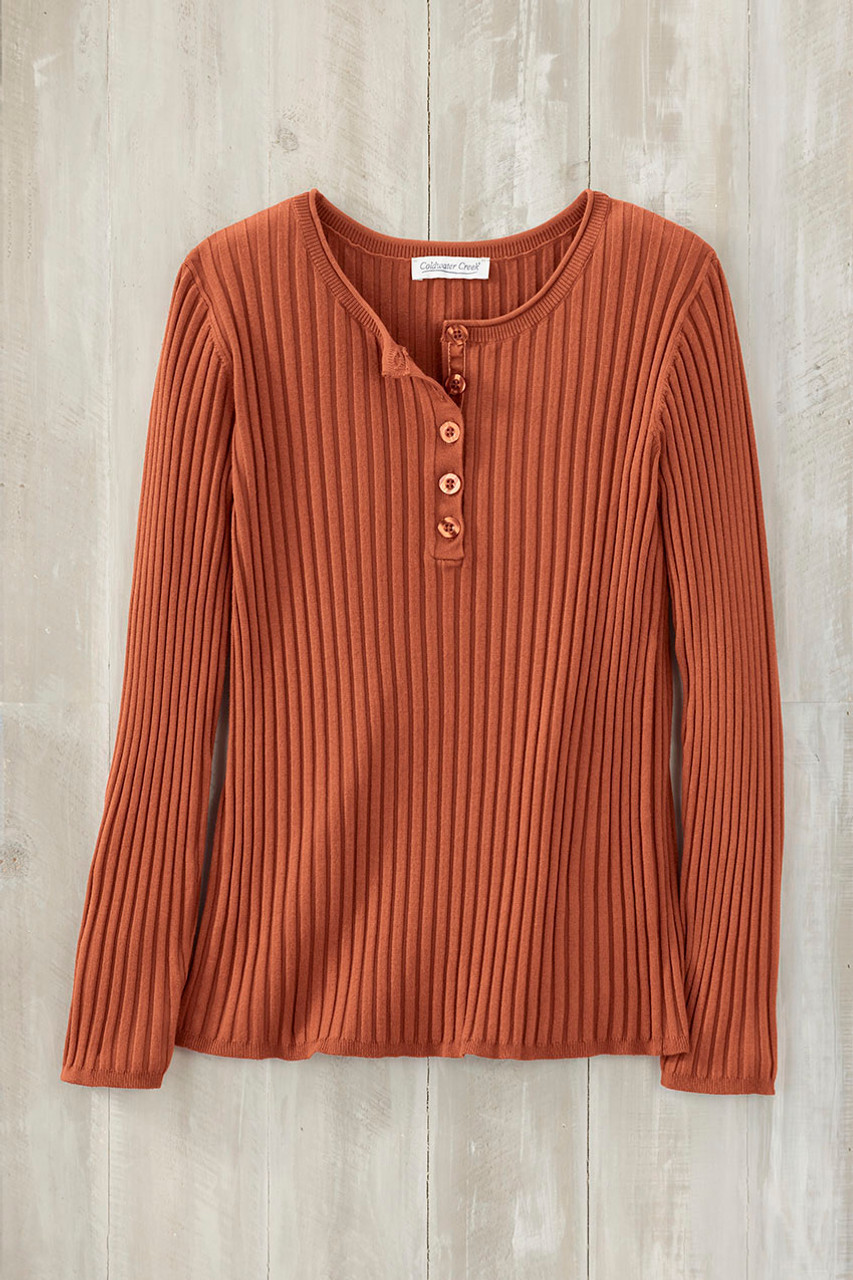 Ribbed Henley Sweater | Coldwater Creek