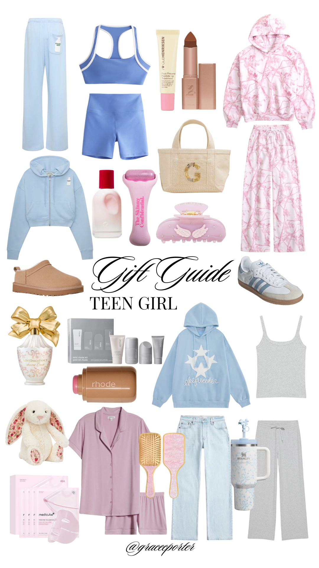 Gift Guide: Teen Girl 💞 the pink camo set she’ll live in, Rhode essentials, the LoveShackFancy Stanley, Dairy Boy hoodie, Aritzia basics, Adidas classics, Abercrombie activewear, low-rise denim, and more cute staples she’ll actually reach for. 

 #LTKGiftGuide #LTKStyleTip #LTKBeauty