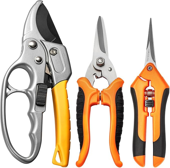 GROWNEER 3 Pack Garden Scissors kit Professional Garden Pruning Shears Stainless Steel Garden She... | Amazon (US)