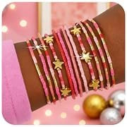 12Pcs Gold Plated Beaded Bracelets Stack Set for Women,Stretch Stackable Boho Colorful Beads Ball... | Amazon (US)