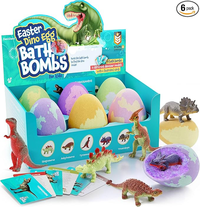 Dan&Darci Dino Egg Bath Bombs for Kids - Easter Basket Stuffers - Kid Baths Bomb with Surprise In... | Amazon (US)
