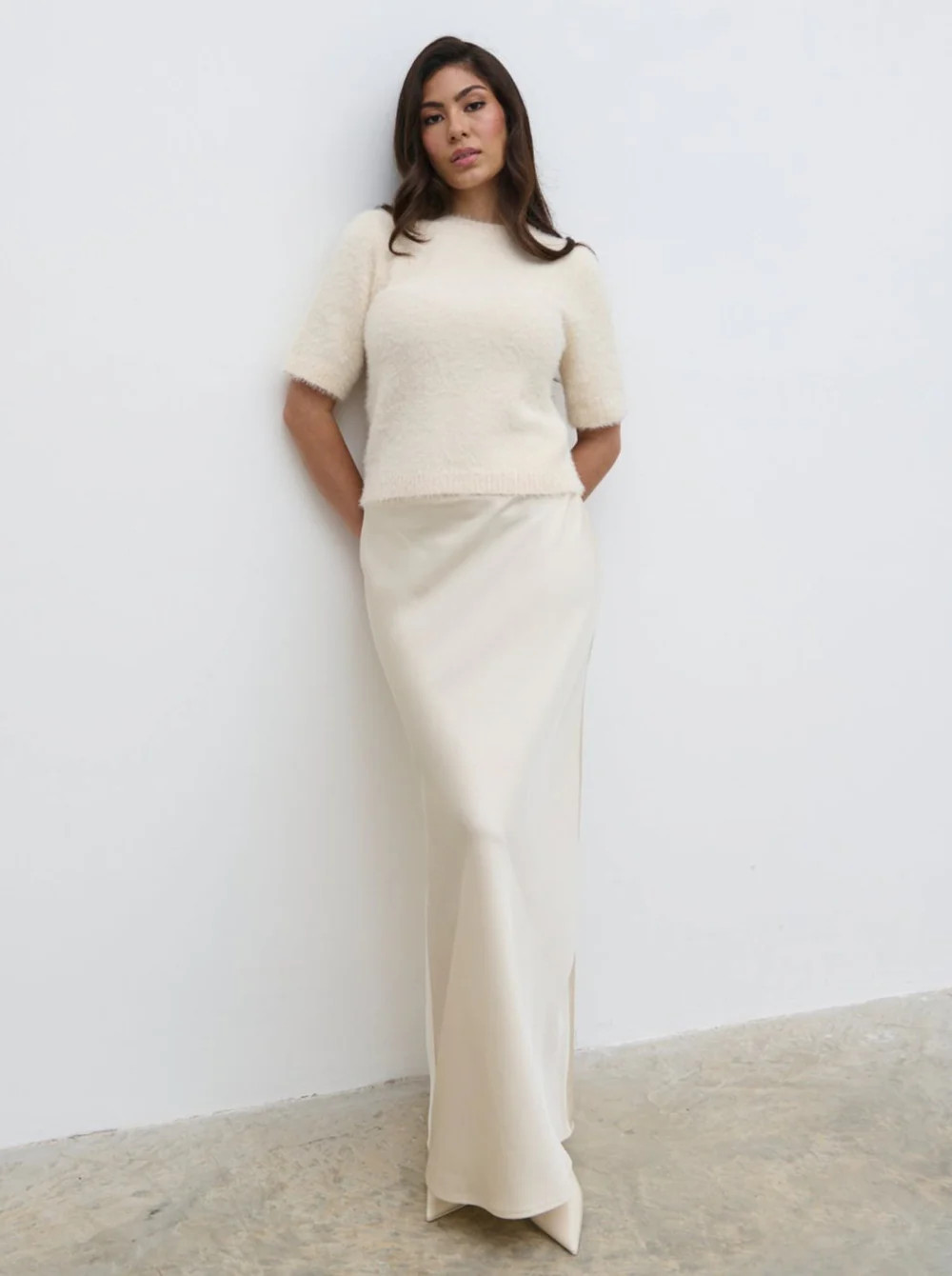 Kelly Cropped Fluffy Knit T-Shirt | Pretty Lavish (UK)