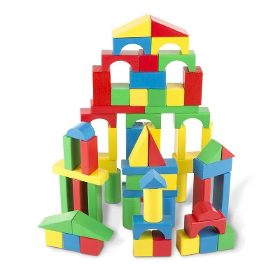 Melissa & Doug Wooden Building Blocks Set - 100 Blocks in 4 Colors and 9 Shapes | Target