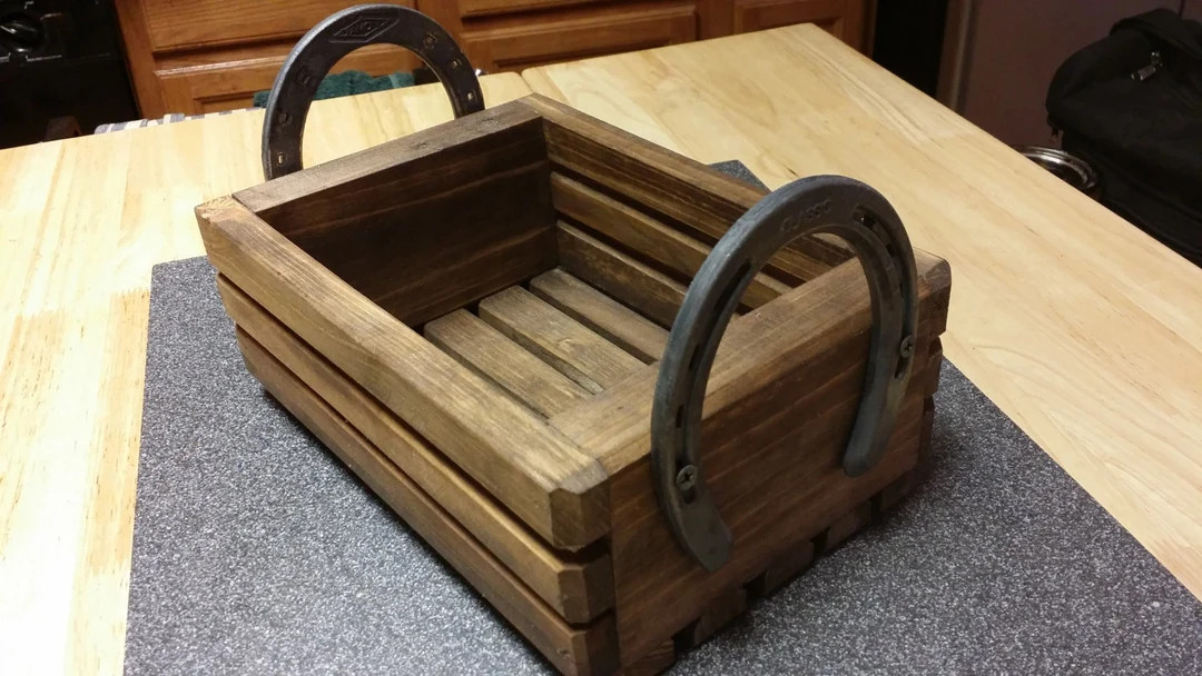 Rustic Wood Box Centerpiece, Horseshoe Handles, Country Decor | Etsy (Global)