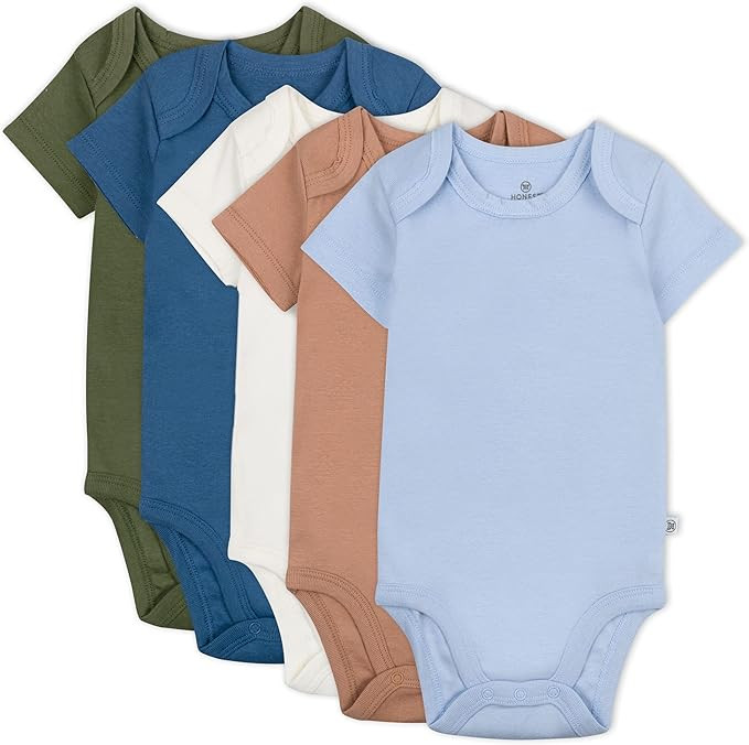 HonestBaby baby-boys 5-pack Short Sleeve Bodysuits One-piece 100% Organic Cotton for Infant Baby ... | Amazon (US)