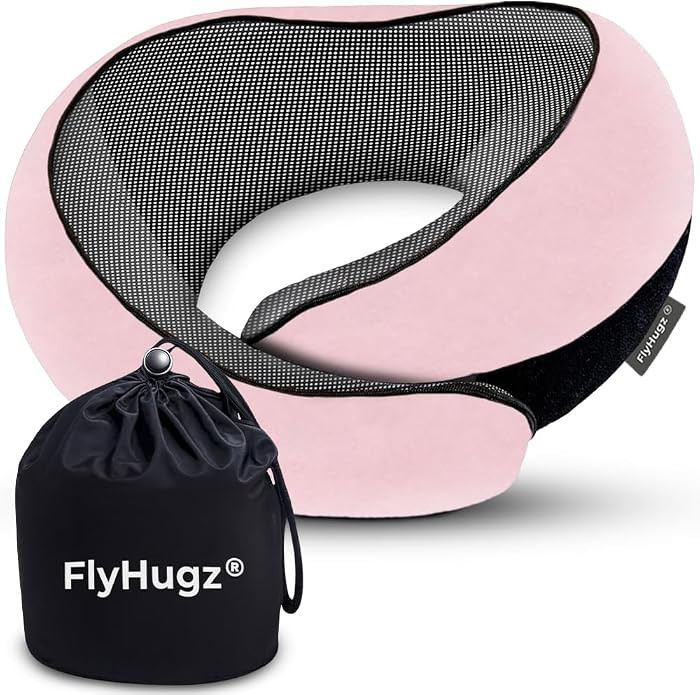 FlyHugz\u00ae Neck Travel Pillow Memory Foam Neck Pillow for Comfort on Airplane Compact and Ergo... | Amazon (US)