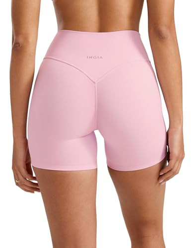 INGIA Womens High Waist No Front Seam Scrunch Butt Biker Shorts 5 Inches V-Back Scrunch Booty Gym... | Amazon (US)