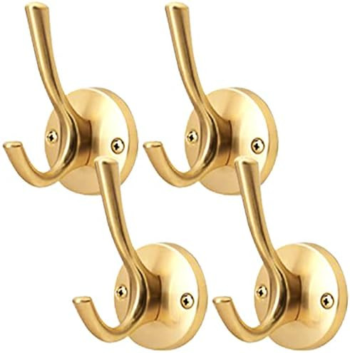 Gold Hooks ZUONAI 4 Pack Brushed Gold Wall Hooks Heavy Duty Metal Coat Hooks for Hanging Coats an... | Amazon (US)