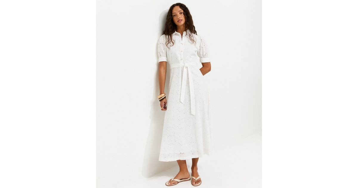 White Broderie Shirt Midi Dress | New Look | New Look (UK)