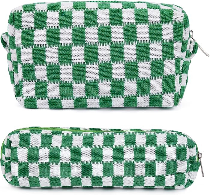 SOIDRAM Checkered Makeup Bag and Brush Storage Bag - Large Capacity Cosmetic Bag and Travel Toile... | Amazon (US)