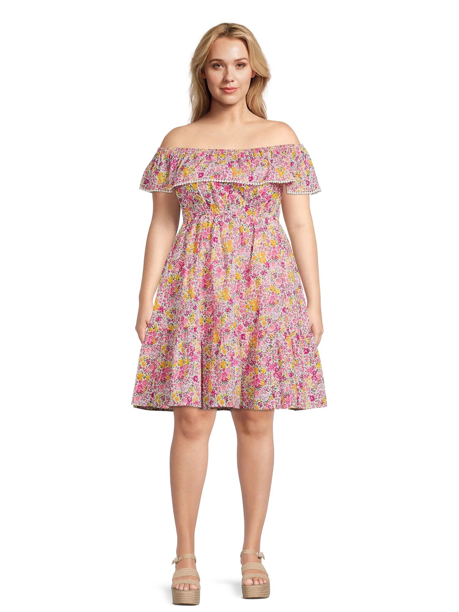 Terra & Sky Women's Plus Size Off The Shoulder Dress | Walmart (US)