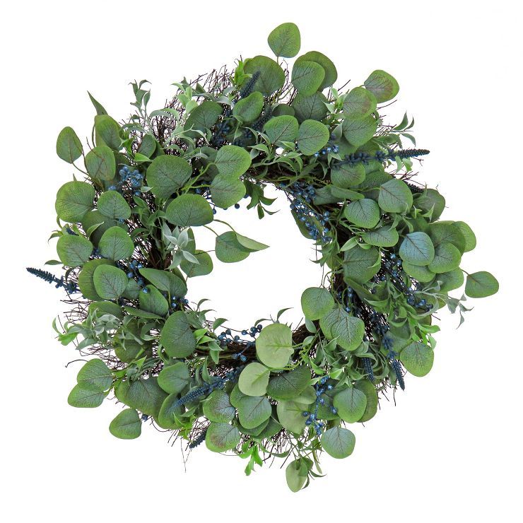 National Tree Company Artificial Spring Wreath, Woven Branch Base, Decorated with Eucalyptus Leav... | Target