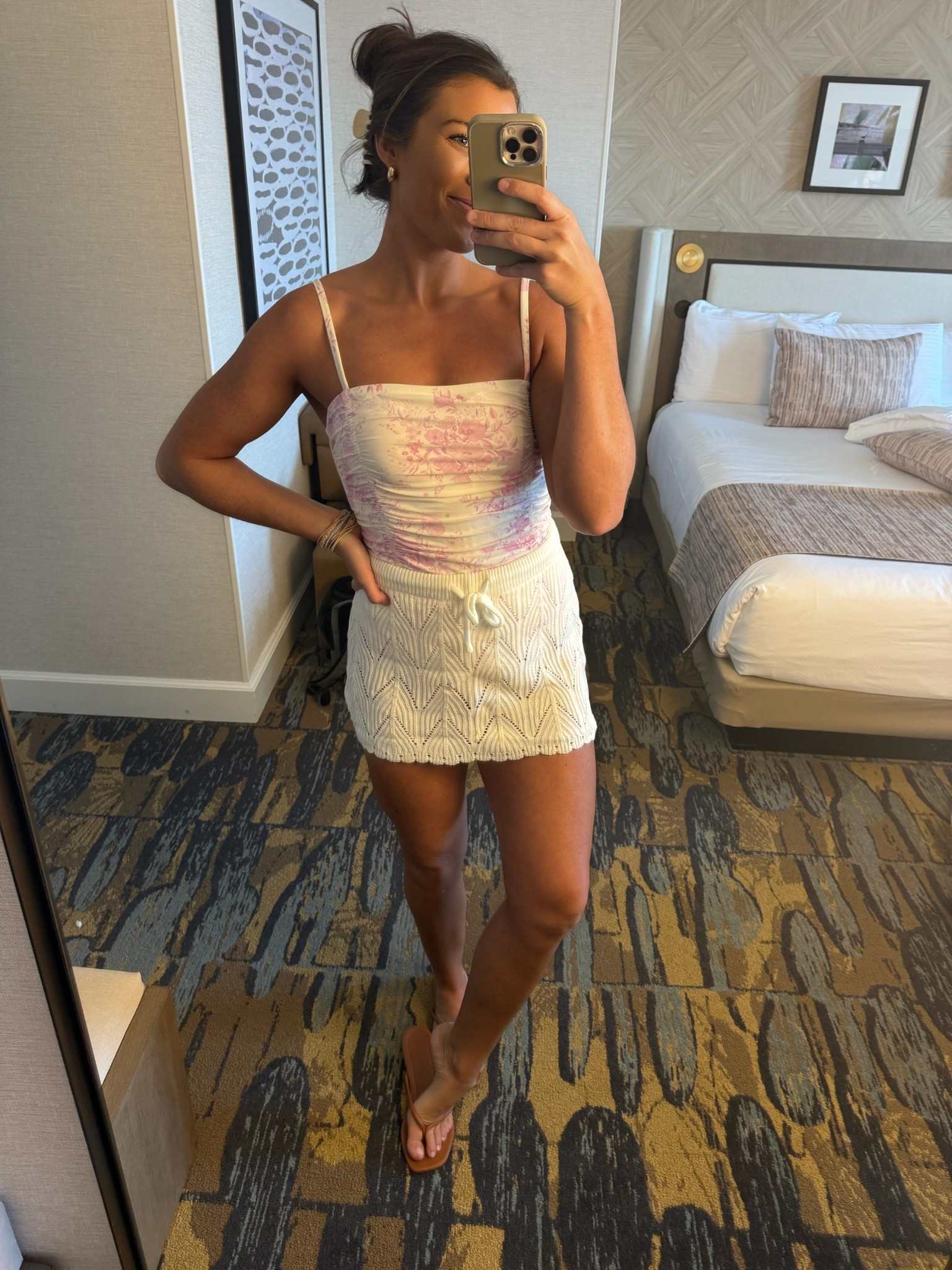 Wearing a large in this one piece swimsuit! I usually wear a medium in everything but sized up to large in this since the chest area is a little snug! Very flattering swimsuit! Wearing a medium in the skirt! #targetswim #onepieceswimsuit #summer #amazonsummer #momfits