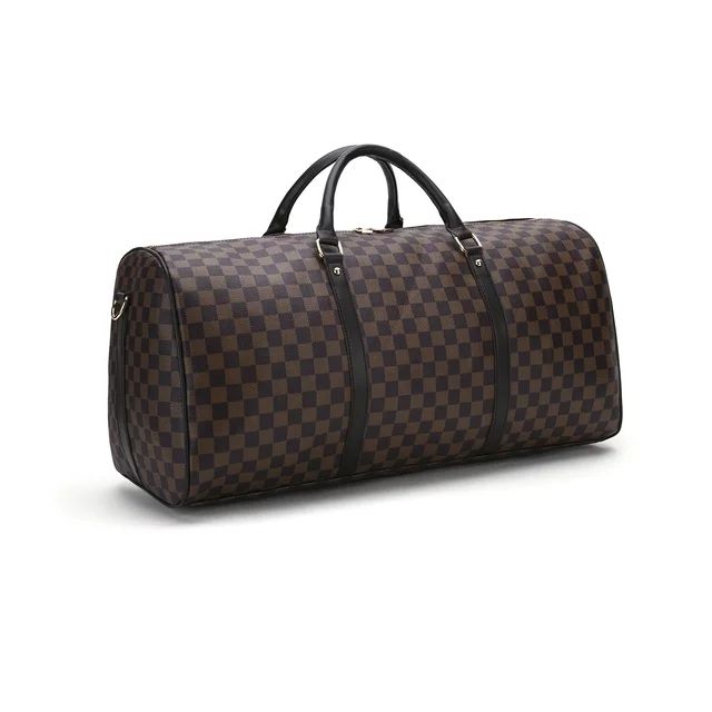 ZINTVVD Checkered Travel PU Leather Oversized Weekender Duffel Bag Overnight Handbag Gym Bag for ... | Walmart (US)