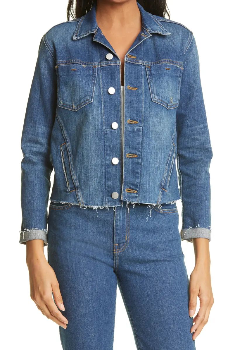 Janelle Raw Cut Slim Denim Jacket | Nordstrom