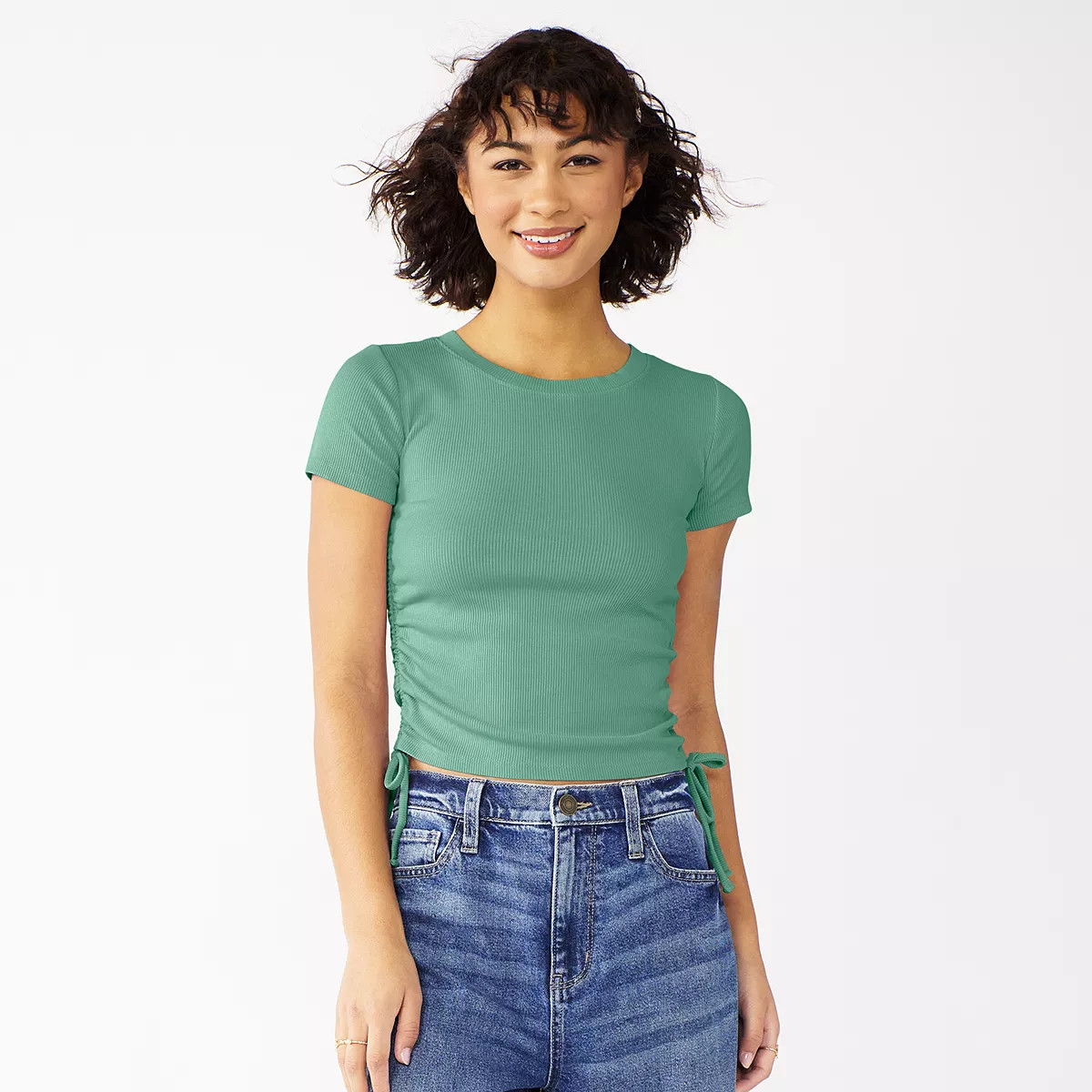 Juniors' SO® Short Sleeve Cinch Side Tee | Kohl's