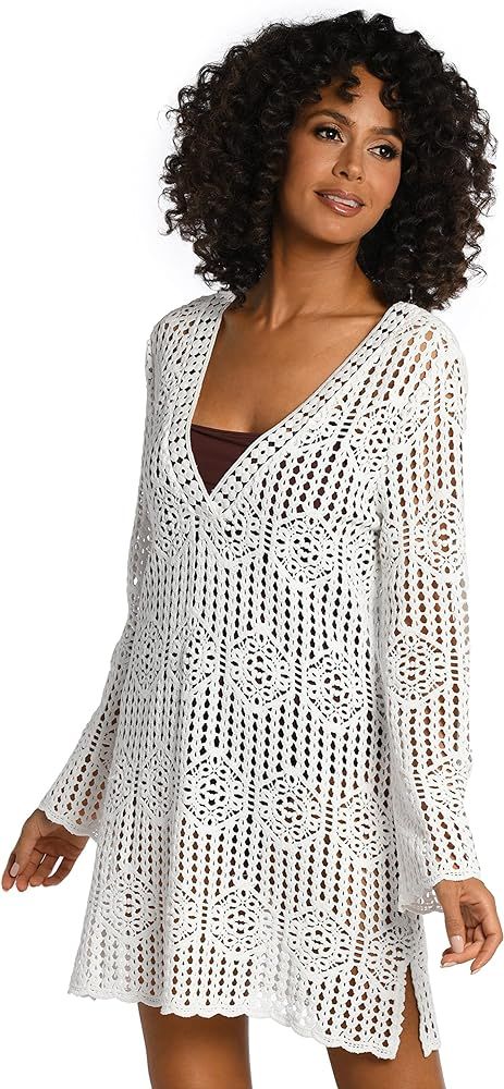 La Blanca Women's Standard Long Sleeve Mini Dress Swimsuit Cover Up | Amazon (US)