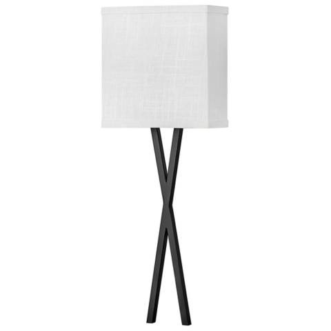 Hinkley Axis 22" High Black with Linen Shade Modern Wall Sconce Light | Lamps Plus