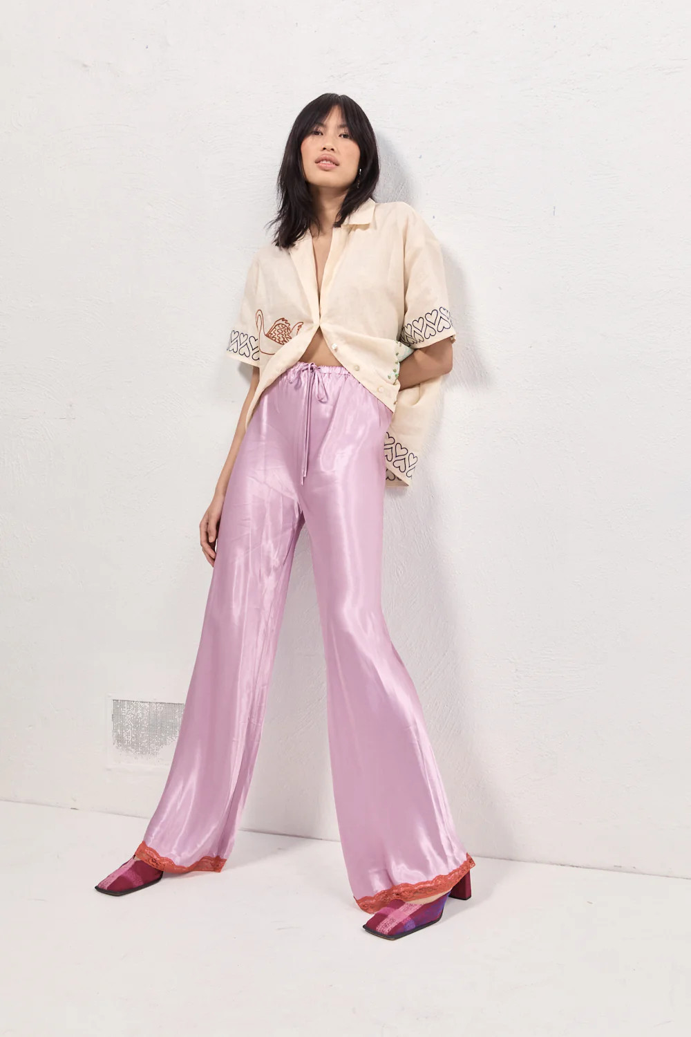 Josefin Satin Pants Lilac | VRG Grl