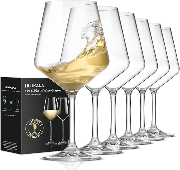 Unbreakable Wine Glasses Set of 6, 16 oz Plastic Wine Glasses with Stem, BPA Free, Reusable Wine ... | Amazon (US)