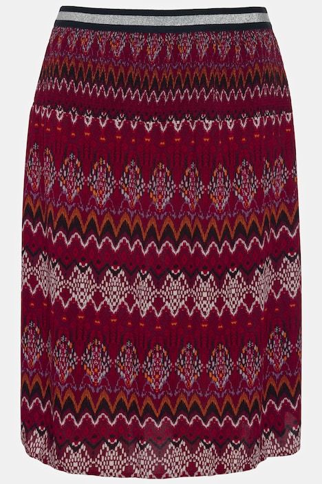 Ethnic Stripe Elastic Waist Crepe Skirt | Ulla Popken