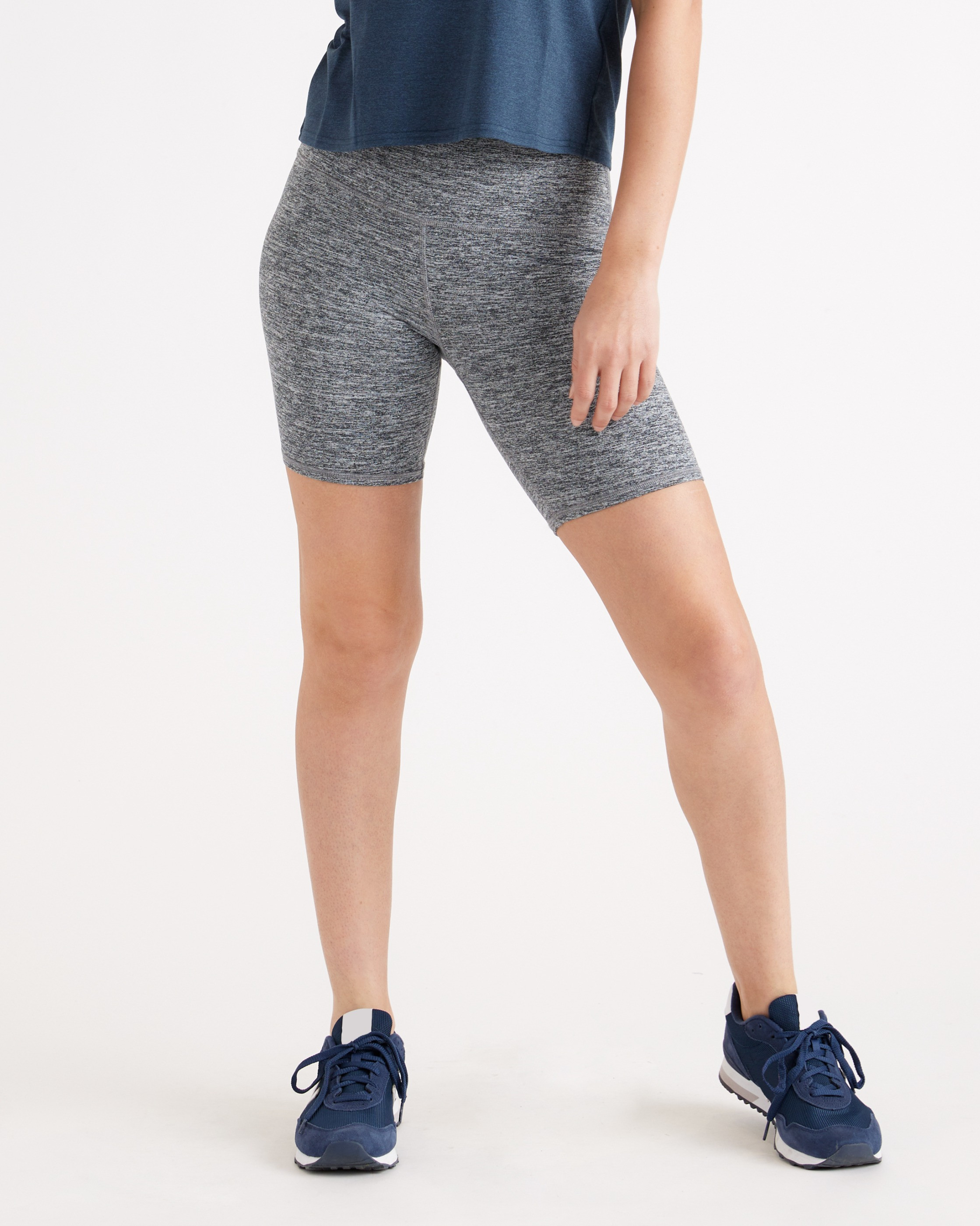 Quince | Women's Super Soft Performance Biker Short in Heather Grey, Flowknit Activewear, Size XS, Recycled Polyester | Quince