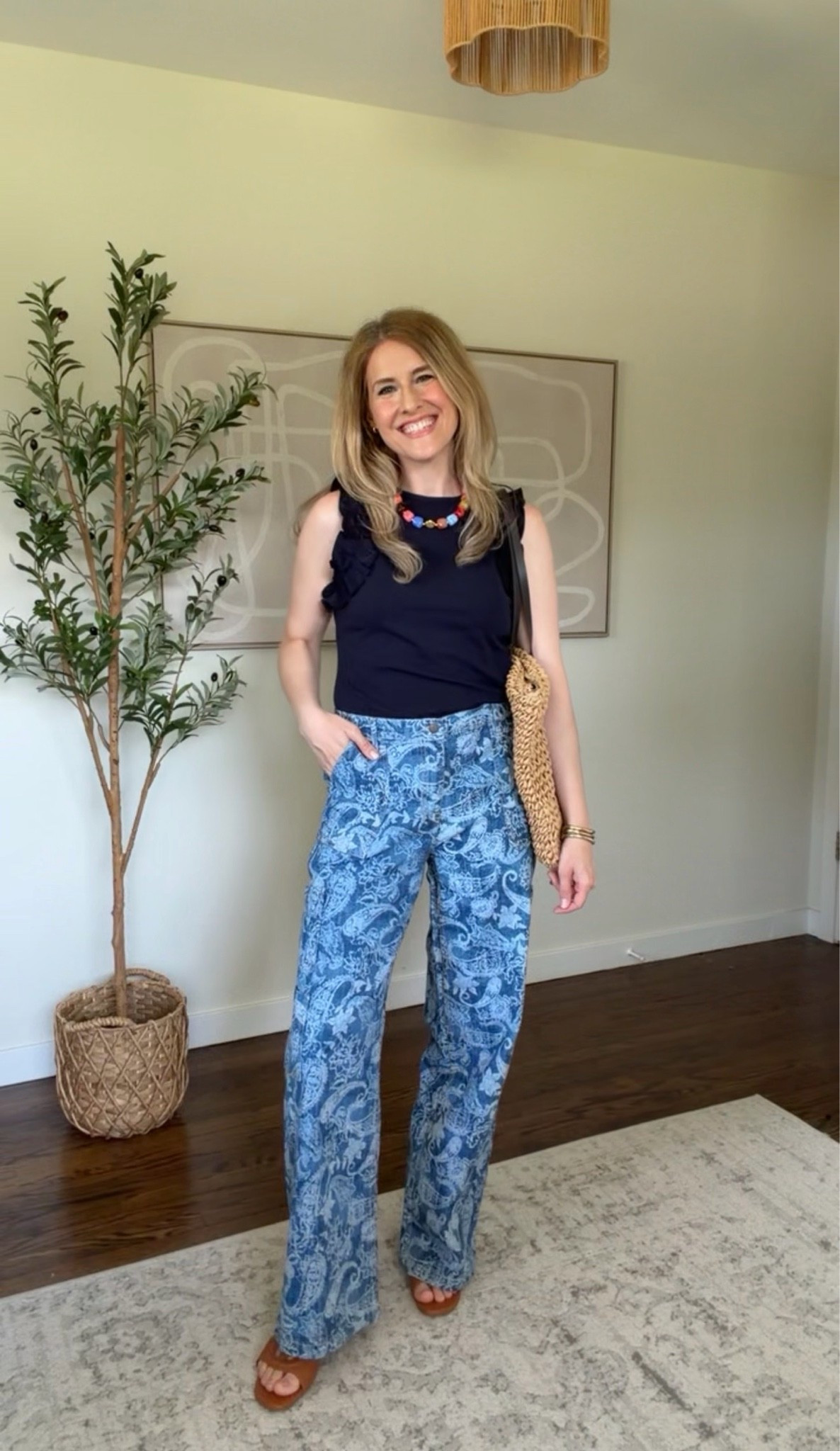 Walmart $17 cargo pants in a new denim paisley! Come in lengths! I got the medium and actually need the small. In the top I’m a medium. #walmartfashion #walmartfinds summer outfit over 40

#LTKOver40