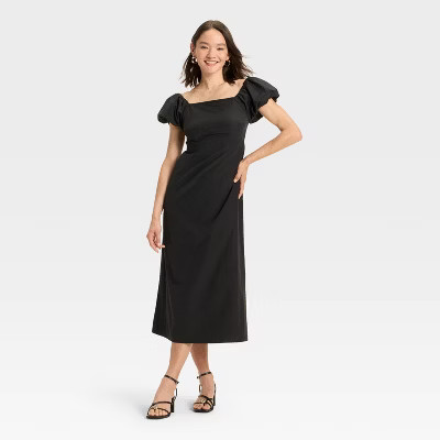 Women's Puff Short Sleeve Maxi Dress - A New Day™ Black XS | Target
