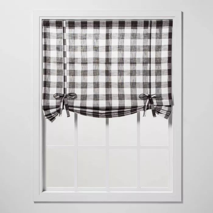 63"x42" Check Light Filtering Balloon Window Shade Gray - Threshold™ | Target