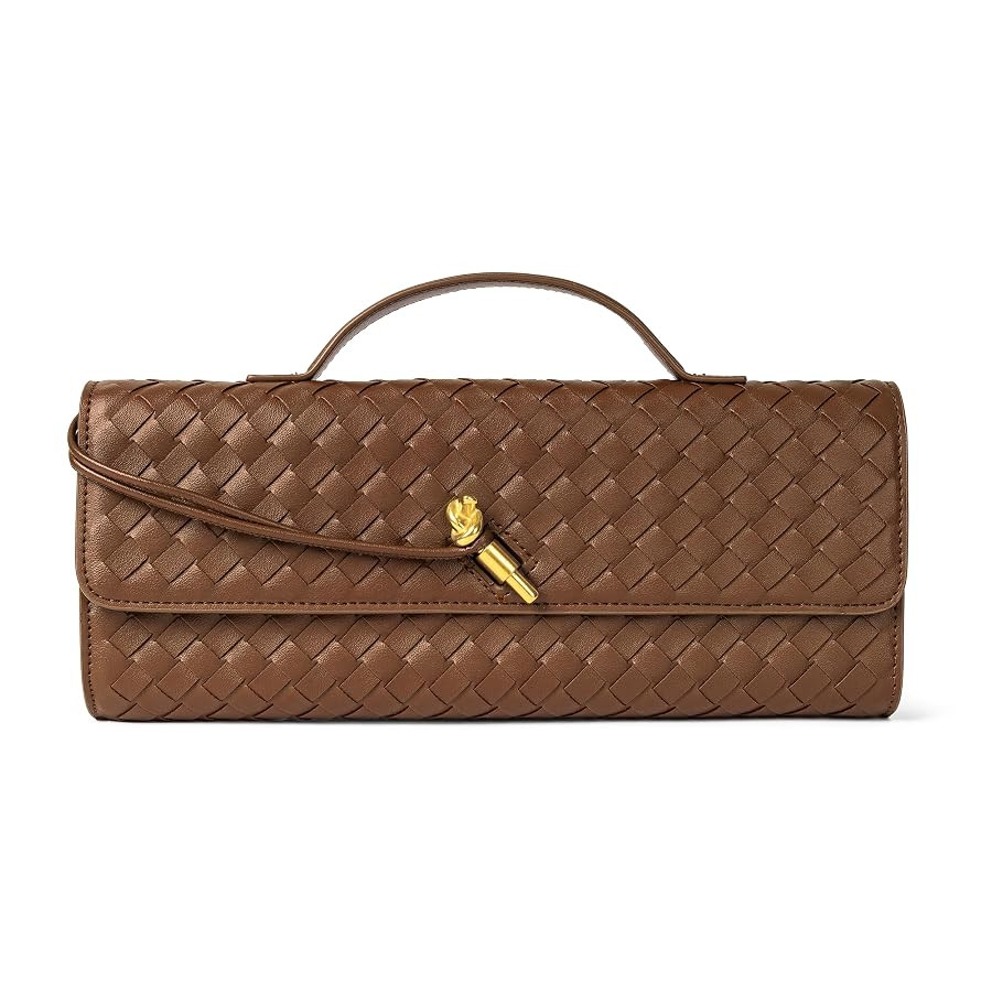 Woven Purse for Women Evening Clutch Woven Leather Handbags Crossbody Bag Formal Evening Bag | Amazon (US)