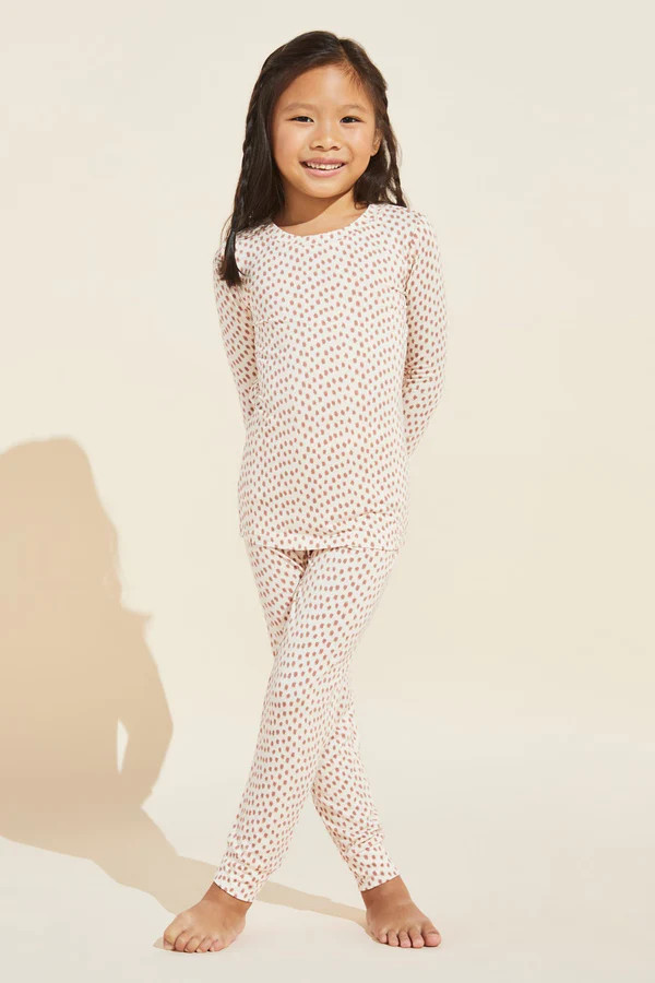 Mini Gisele Printed TENCEL™ Modal Long PJ Set - Purr-Hazelnut/Hazelnut | Eberjey