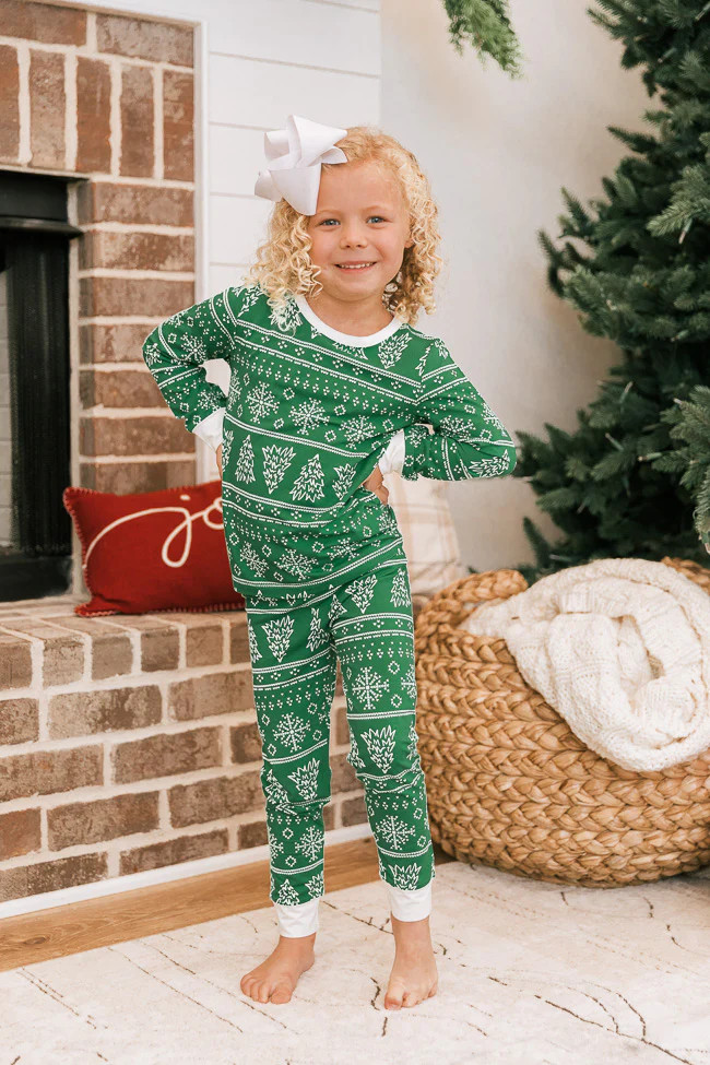 Right Timing Kid's Green Tree Printed Pajama Set FINAL SALE | The Pink Lily Boutique