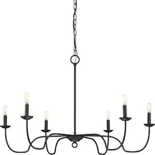 Progress Lighting Canebrake 6-Light Matte Black Farmhouse Chandelier Light | The Home Depot