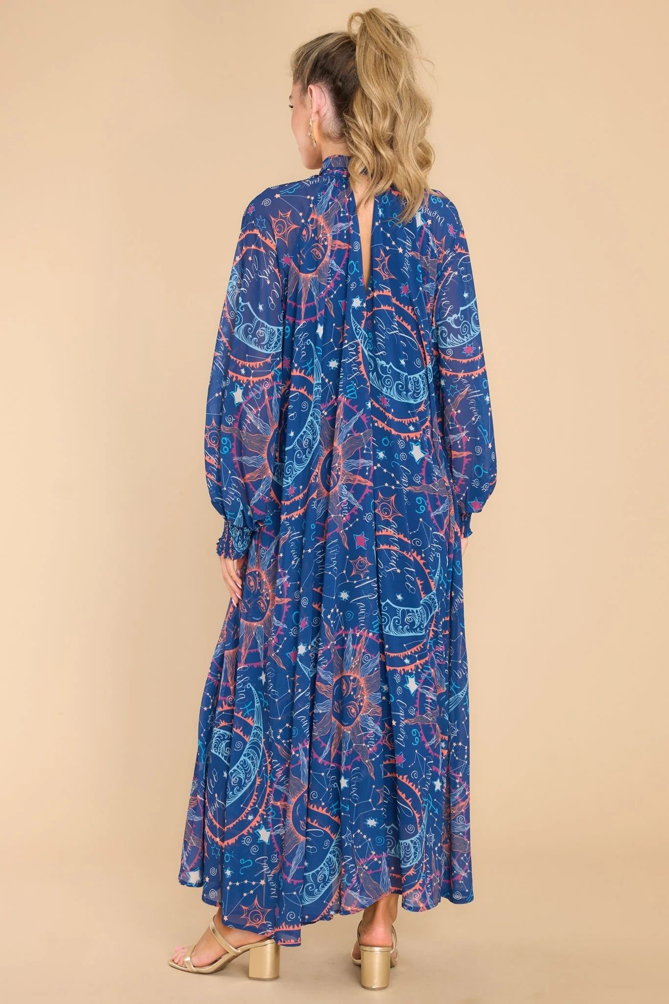 Head In The Stars Navy Multi Print Maxi Dress | Red Dress 