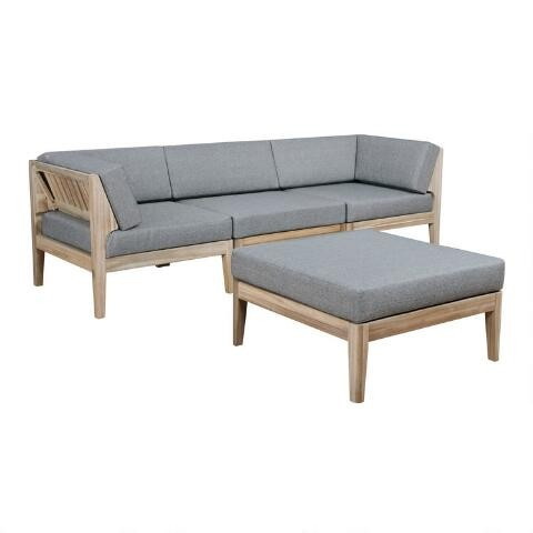 Natural Acacia Jorna Modular Outdoor Sectional Collection | World Market