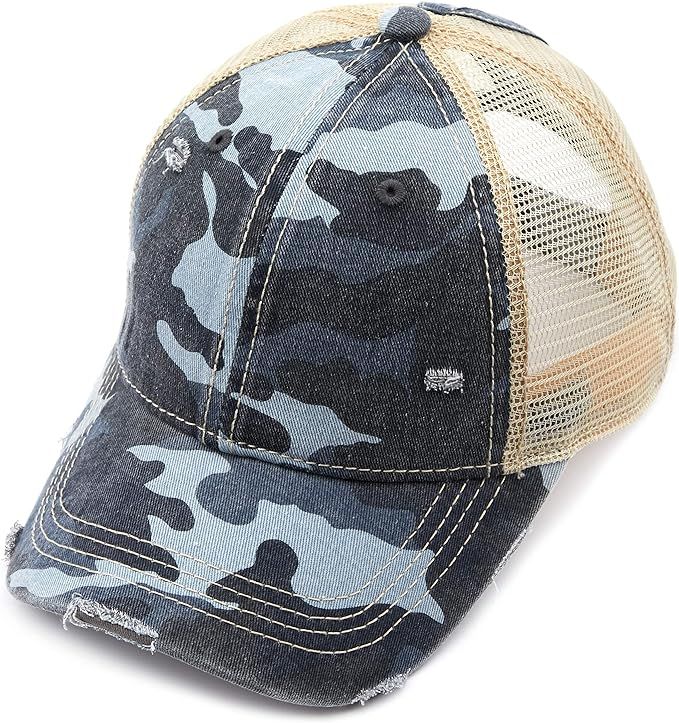 C.C Washed Distressed Cotton Denim Ponytail Hat Adjustable Baseball Cap (BT-12)(BT-13)(BT-14)(BT-... | Amazon (US)