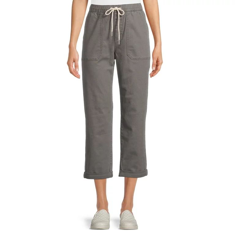 Time and Tru Women's High Rise Relaxed Fit Cropped Utility Pants | Walmart (US)