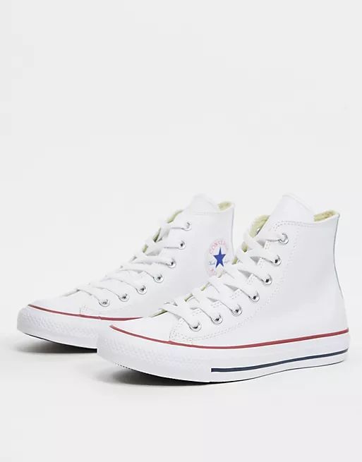 Converse Chuck Taylor Hi trainers in white leather | ASOS (Global)