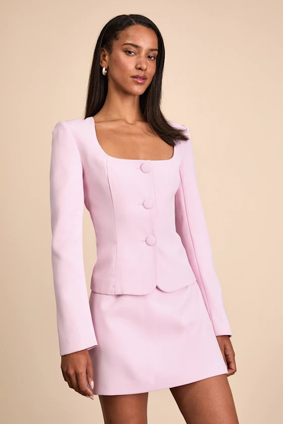 Eliana Light Pink Scoop Neck Blazer | Lulus