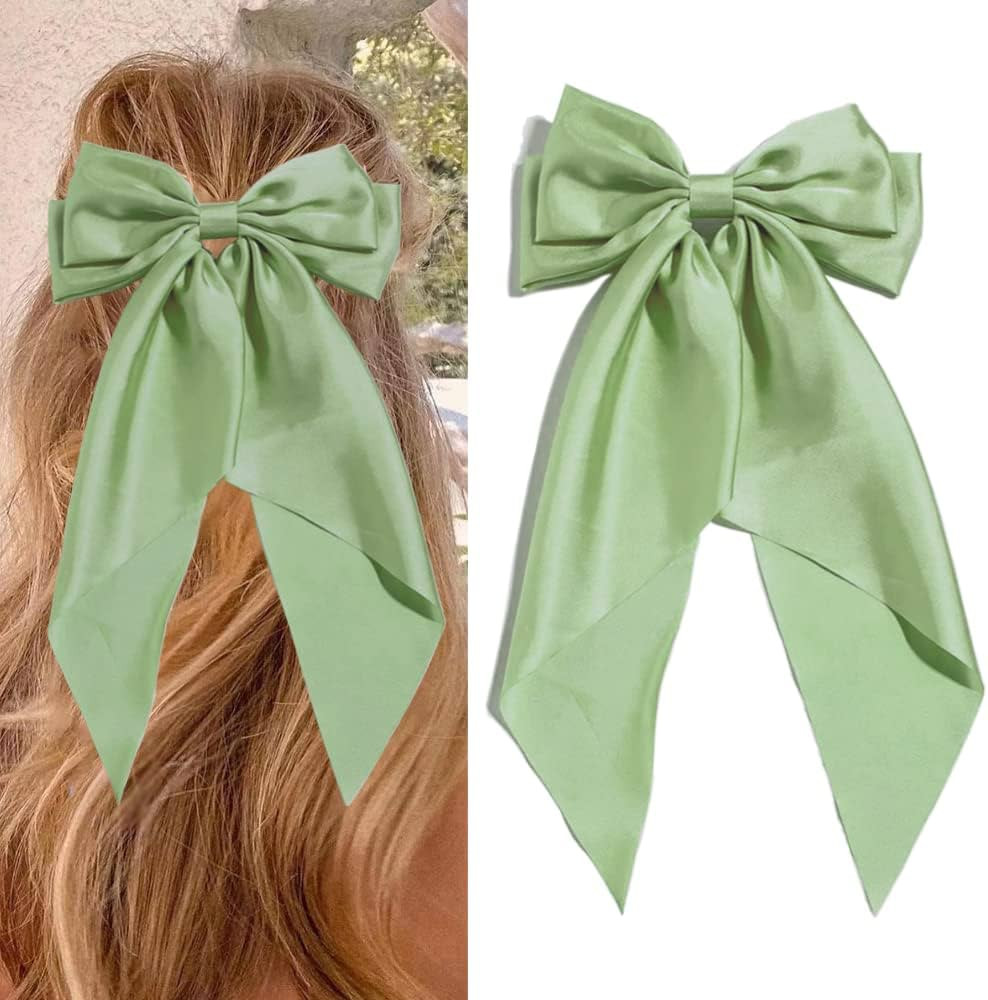 Bolonar Green Hair Bow Clips for Women Girls, Large Hair Bow, Green Hair Bow Hair Ribbon Clips We... | Amazon (US)
