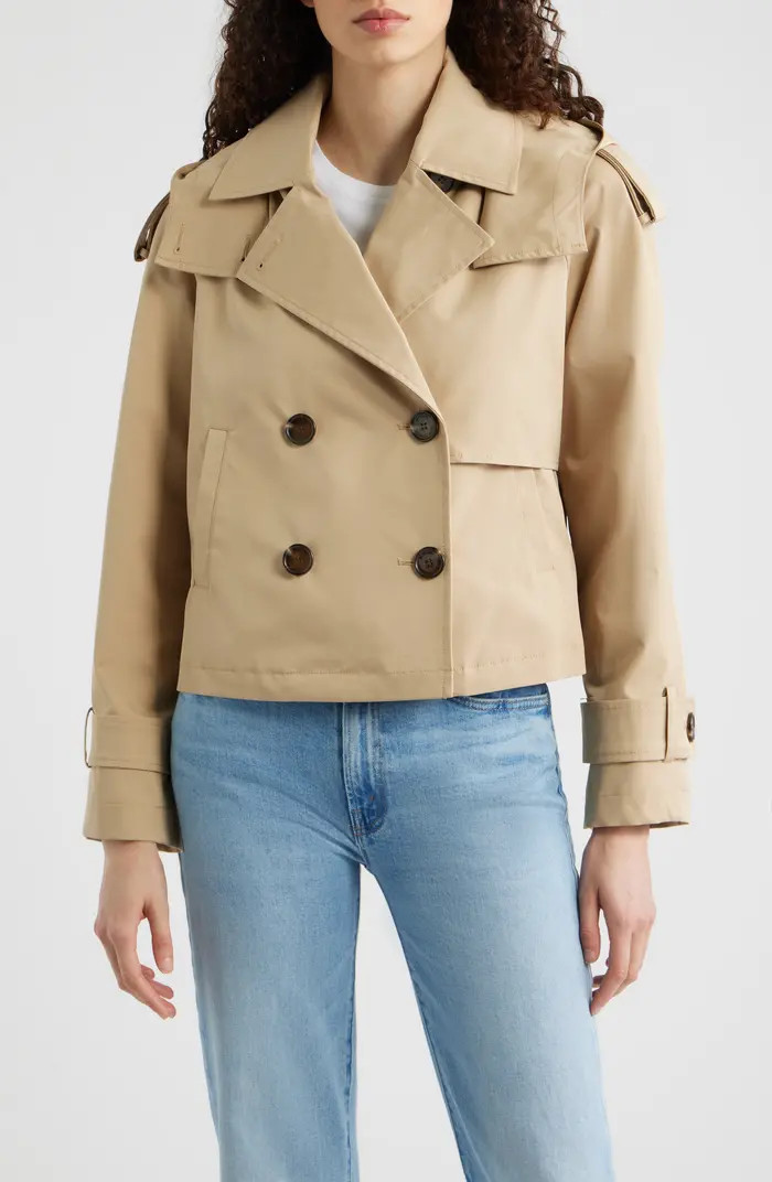 Crop Trench Coat with Removable Hood | Nordstrom