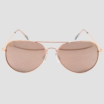 Women's Aviator Sunglasses with Rose Gold Lenses - Wild Fable™ Gold | Target