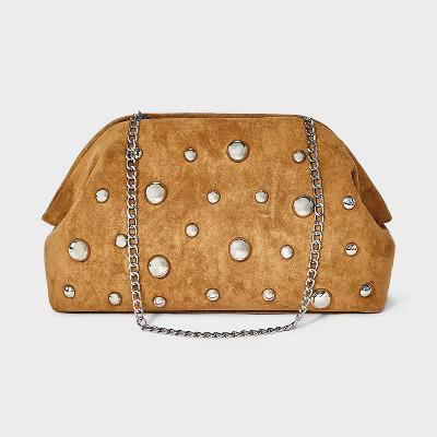 Studded Oversized Clutch - A New Day™ Brown | Target