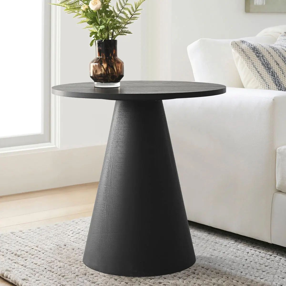 Dwen 24” Wooden Round Side Table | The Pop Maison