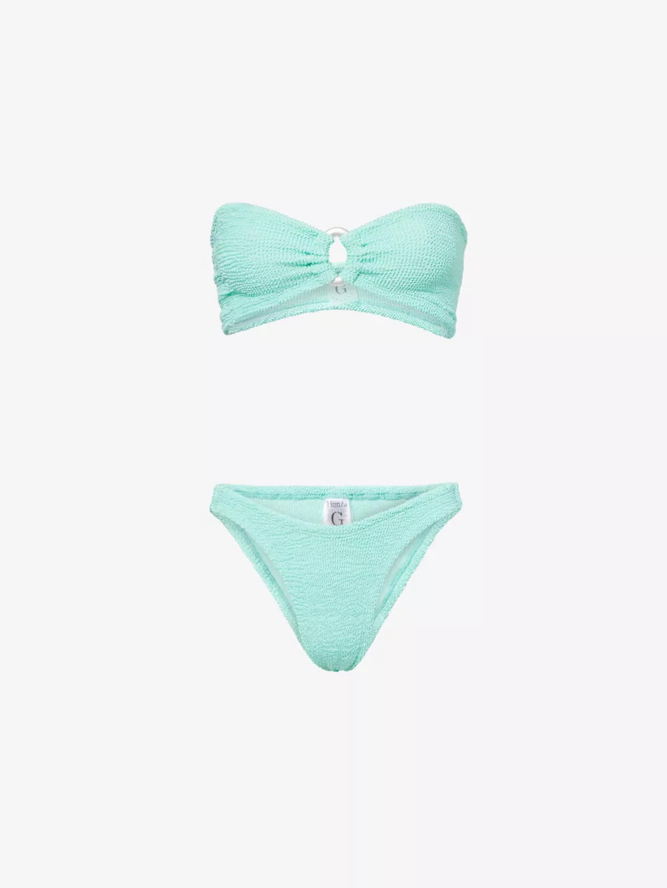 Gloria Pearly-Hoop Seersucker Bikini Set | Selfridges