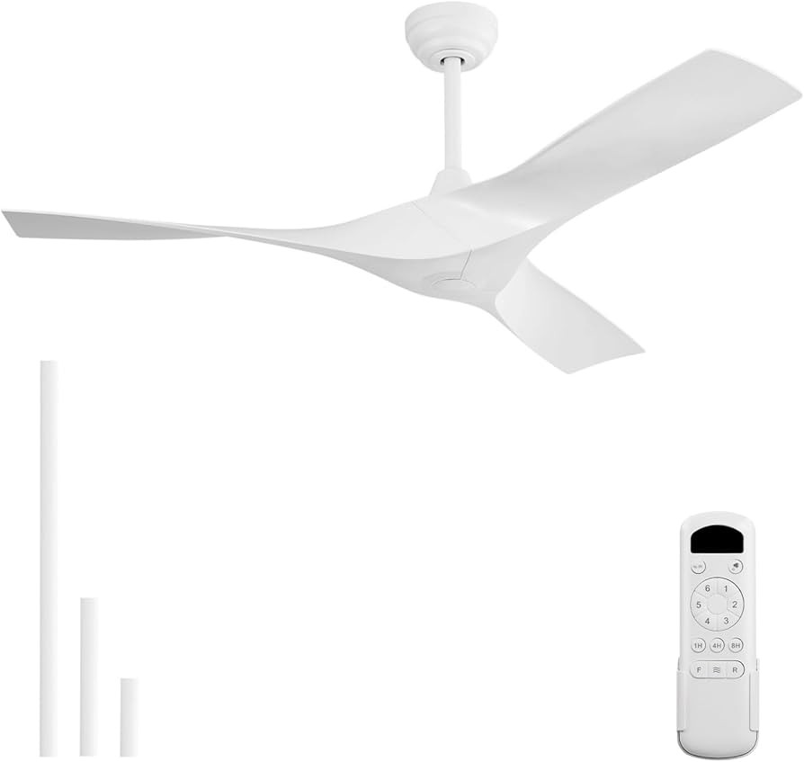 Sofucor 52 Inch Ceiling Fan No Light-Outdoor White Ceiling Fans Without Lights, 3 ABS Blades Reve... | Amazon (US)