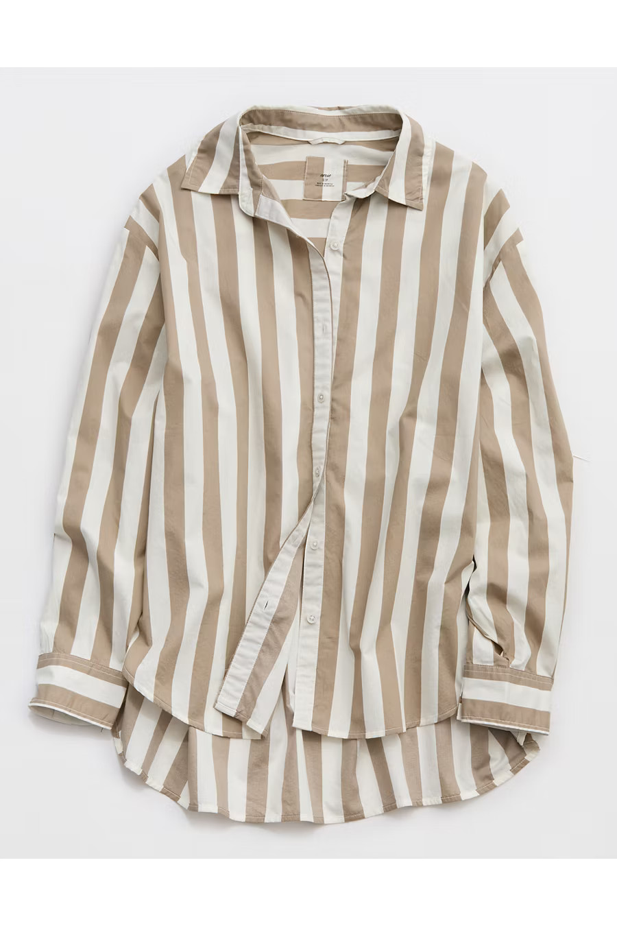 Aerie Good Day Button Down Shirt Women's Beige XXS | Aerie
